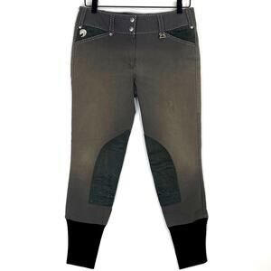 Equine Couture Breeches Blakely Knee Patch Womens Sz 30 Gray Equestrian Riding